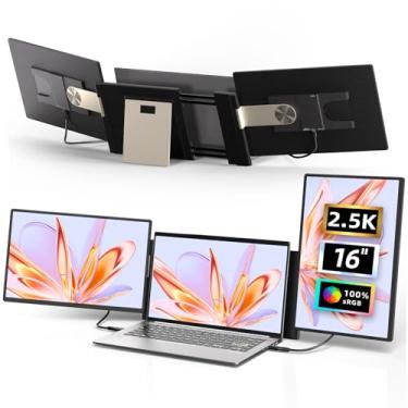 Imagem de Extensor de tela de laptop 2,5 K - monitor portátil triplo de 16 polegadas 100% sRGB QHD 2560 x 1600p IPS rotação de 235° design de tela destacável extra compatível com Mac Wins Dex Chrome serve para