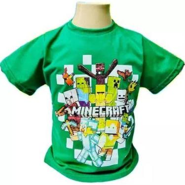 Imagem de Camiseta camisa blusa infantil Minecraft menino personagem jogo 100% a