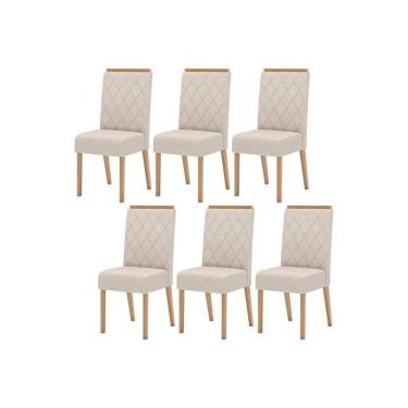 Imagem de Kit 6 Cadeiras Sala Jantar Nina 6 Un Nature Suede Light Linho