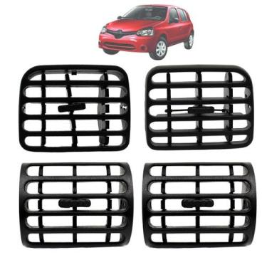 Imagem de 4 Difusor Saida De Ar Central Lateral Clio 2000 01 02 03 A 2016 Preto 