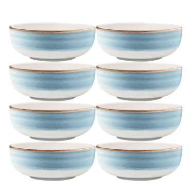 Imagem de Conjunto 8 Pratos Fundo Sopa Cerâmica Caoba 622Ml Azul