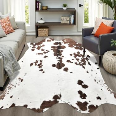 Imagem de Easycozy Tapete com estampa de vaca sintética: 15 x 18 cm, couro bovino sintético, estampa de vaca espessa para quarto, sala de estar, decoração de escritório em casa