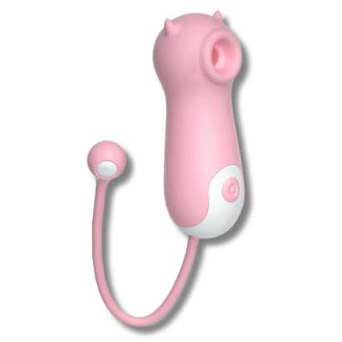 Imagem de Vibrador Sugador 2 em 1 Estimulador de Clitóris Little Monsters Com Cabo Usb Diabinha - Sex Shop (Rosa)