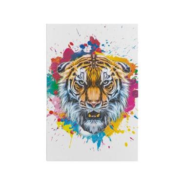 Imagem de Quadro Decorativo Canvas Tigre Bengala Colorido Splash Tinta - Bazar d