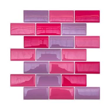 Imagem de Pastilha Adesiva Resinada, Tijolinho Rosa/Lilás, 4 unidades, Cromo Sign