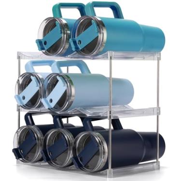 Imagem de Dersyer Organizador empilhável de garrafa de água para copo Stanley de 1,134 g, suporte de garrafa de água para copo grande de outras pessoas, organizador de copos para armário, rack de armazenamento