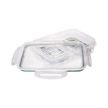 Imagem de Pote Porta frios hermético Trava Mais 2 divisórias e escorredor (Turquesa Claro)