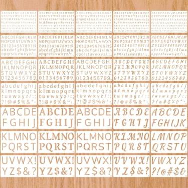Imagem de Estênceis de letras para pintura de 1/3, 1/2, 3/4, 1, 5 polegadas, pacote com 35 (24 x 5,9 polegadas) de plástico pequeno número e estêncil do alfabeto para projetos de arte de artesanato