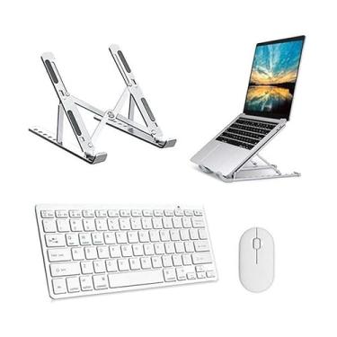 Imagem de BDNET, Teclado E Mouse Bluetooth, Suporte Branco Para Macbook
