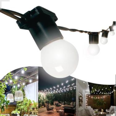 Imagem de Varal de Luzes Led 50m Externo Com LâMpadas CordãO Branca Ou Amarela Luz DecoraçãO Fio(110v,Branca - BRANCO FRIO)