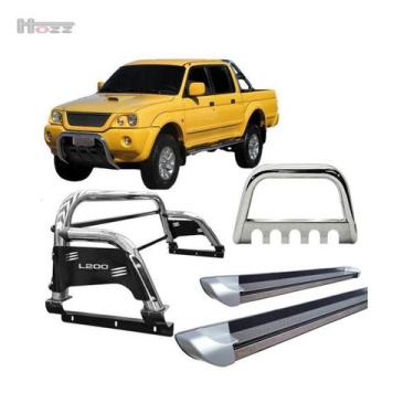 Imagem de Kit Quebra Mato Estribo Santo Antônio H3 L200 04 Cromado - HOZZ