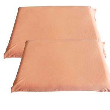 Imagem de Kit 4 Fronhas (2 Pares) 100% Algodão Em meia malha fio 30/1 para travesseiro 70 x 50 cm (Salmão)