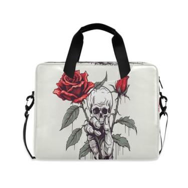 Imagem de Bolsa para laptop bolsas de computador bolsa de ombro carteiro pasta caveira rosa vermelha uma para trabalho de escritório de negócios, multi, Multi