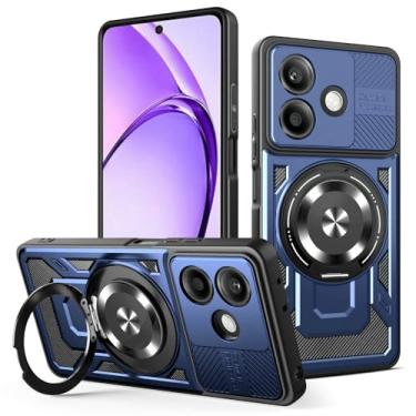 Imagem de Kukoufey Capa compatível com Oppo A5 Pro 5G CPH2711, compatível com MagSafe, suporte magnético giratório de 360 graus, capa de telefone antiqueda, azul