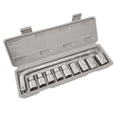 Imagem de Jogo Soquete Sextavado 1/2 Pol. Aço Cromo 8-21mm Com 10 Peças Chave L2