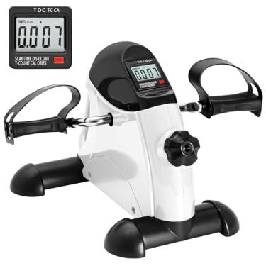 Imagem de Mini bicicleta ergométrica, AGM pedal de bicicleta sob a mesa, pedal de exercício de pé, pedal de exercício para braço e perna, com telas LCD (branco)