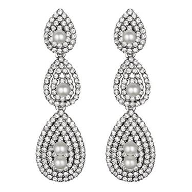 Imagem de VIJIV Gatsby Brincos Vintage 1920 Lustre Flapper Acessórios de Joias One Size Prata