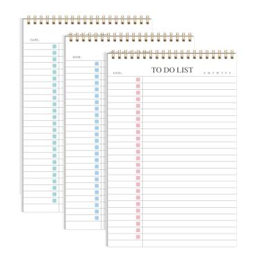 Imagem de KAICN Bloco de notas de 3 peças, agenda diária sem data com bloco de anotações, agenda espiral para escola, escritório, tamanho A5