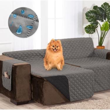 Imagem de Manta Protetor Sofá Retrátil 2,20m Dupla Face Impermeável Cinza E Pret