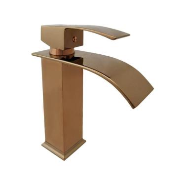 Imagem de Torneira Misturador Monocomando Baixa de Banheiro Lavabo Bronze - Tubrax