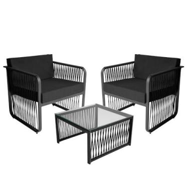 Imagem de Conjunto 2 Poltronas e 1 Mesa de Centro Santiago em Alumínio e Corda N