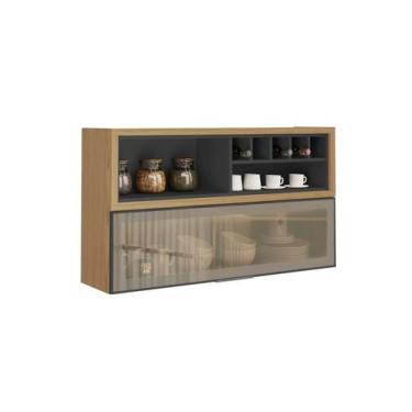 Imagem de Armário Aéreo 120cm 1 Porta Horizontal Vidro E Nicho Adega New Porto -