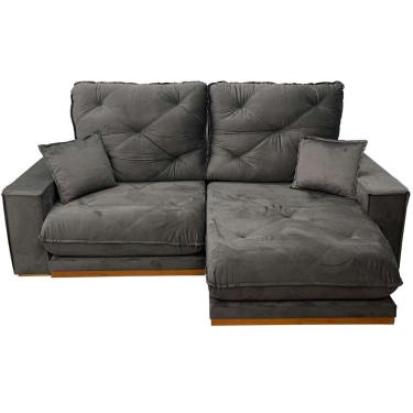 Imagem de Sofá Munique 4 Lugares Retrátil e Reclinável 250cm Tecido Veludo Boareto Cor Cinza