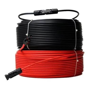 Imagem de Cabo Solar 6mm 20m Preto + 20m Verm + 2 Par De Conector Mc4 - NEW CABO