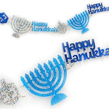 Imagem de Guirlanda prismática Hanukkah Decor Hanukkah - Decoração Menorah - Decoração Dreidel (pacote com 2)