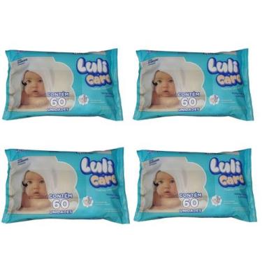 Imagem de Kit Toalha Umedecidas Lenço Descartável Bebê Luli Care 4 Pacotes 240 F