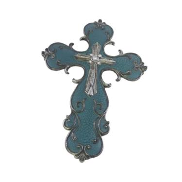 Imagem de IEUDNS Crucifixo Cruz Decoração de Parede Presentes Arte de Parede Artesanato Enfeites de Resina Escultura Estatueta para Jardim Sala de Estar Mesa, 20.5 Cm X 29.5 Cm