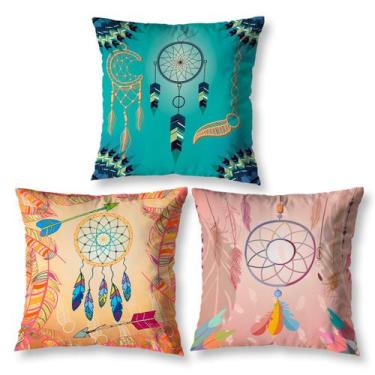 Imagem de Kit 3 Almofadas 40cm x 40cm Sala Sofá Decorativas Estampadas Coloridas