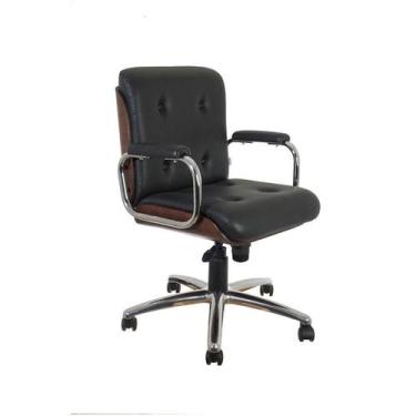 Imagem de Cadeira de Escritório Diretor Wood I Giratória Preta e Tabaco - C.R.A