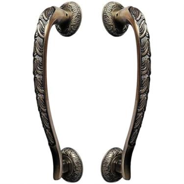 Imagem de Puxador Duplo Stylus 300mm Porta Pivotante Correr Madeira Vidro Colonial Clássico Rústico Maxima Metais (Bronze Antigo)