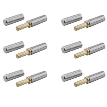 Imagem de CHENJIN 6 peças dobradiças em forma de gota soldáveis cilíndricas giratórias perfil de porta de aço dobradiças 60 x 10 mm para portas de ferro de vidro de reboque