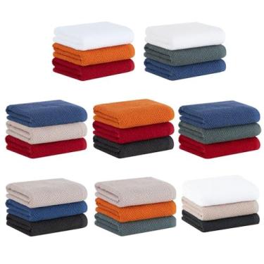 Imagem de Jogo de Toalhas Quadriculado Pano de Copa 3 peças(032 - Branco/Laranja/Vermelho)