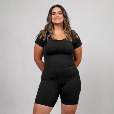 Imagem de Maiô Feminino Plus Size Macaquinho UV50+ Hidroginástica Natação Piscin