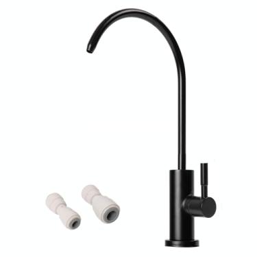 Imagem de Allkorma Torneira de filtro de água preta fosca, torneira de água potável de aço inoxidável SUS 304, sistema de osmose reversa, torneira sem lacuna de ar para cozinha