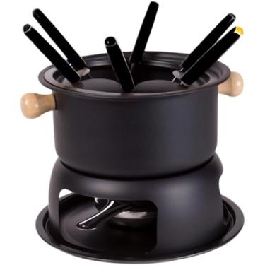 Imagem de KIT JOGO DE FONDUE 11 PEÇAS - INÓX E MADEIRA -Ideal Para Queijo, Chocolate e Carne e Perfeito Para Um Jantar Romântico.