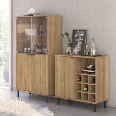 Imagem de Aparador Bar Adega + Cristaleira Ditália R-633 E-964, Riviera