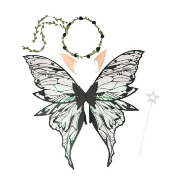 Imagem de YIJU Asas de fada confortáveis ​​para cosplay, festivais, adultos e crianças, adereços para fotos, asas de anjo, Preto