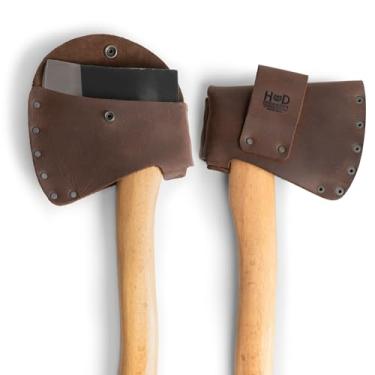 Imagem de Coldre de couro durável com cabeça de Hatchet da Hide & Drink para 3,8 cm. Cintos, capa de machado, capa de lâmina, lenhador ao ar livre, trabalho essencial, feito à mão inclui garantia de 101 anos: marrom