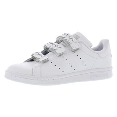 Imagem de adidas Originals Tênis infantil Stan Smith Cloudfoam, Branco/Cinza, 4.5 Big Kid