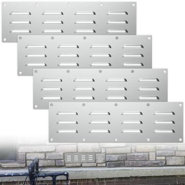 Imagem de FOROIRON Pacote com 4 painéis de ventilação de aço inoxidável para acessórios de churrasqueira, tampa de ventilação de aço inoxidável, ventilação de grelha para fogueiras de alvenaria e cozinha