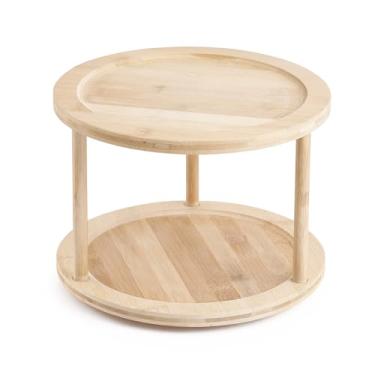 Imagem de ORGANIZADOR GIRATORIO DOIS ANDARES BAMBU ROTATE 22,8x17,2cm