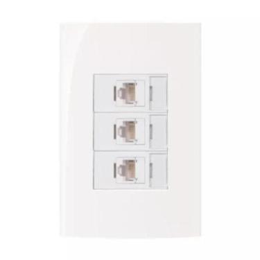Imagem de Conjunto Margirius 4x2 3 Tomadas Rede RJ45 CAT5e Sleek, Branco