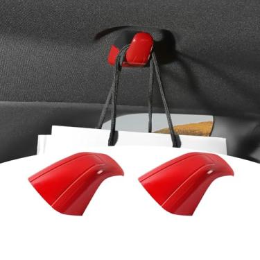 Imagem de PDKLIN Capa de acabamento de gancho de teto para banco traseiro Challenger para Dodge Challenger 2015-2023 Vermelho Acessórios interiores 2 peças