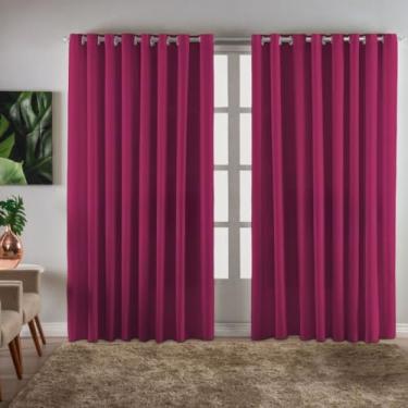 Imagem de Cortina grande Ilhós Cromado 3 x 2,20 Oxford Para Quarto Sala Escritório(Pink)