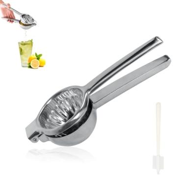 Imagem de Espremedor de limão, espremedor manual de aço inoxidável cítrico, espremedor de limão de metal resistente, resistente à ferrugem e durável, com escova de limpeza