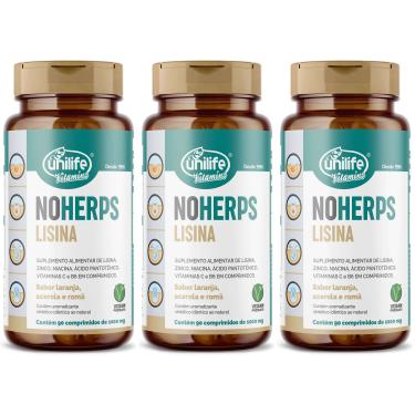 Imagem de Kit 3 Lisina 90 Comprimidos 1000mg NoHerps Unilife